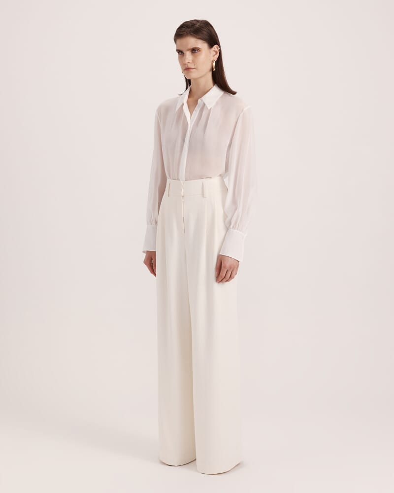 Ash Silk Chiffon Cropped Shirt in OFF WHITE