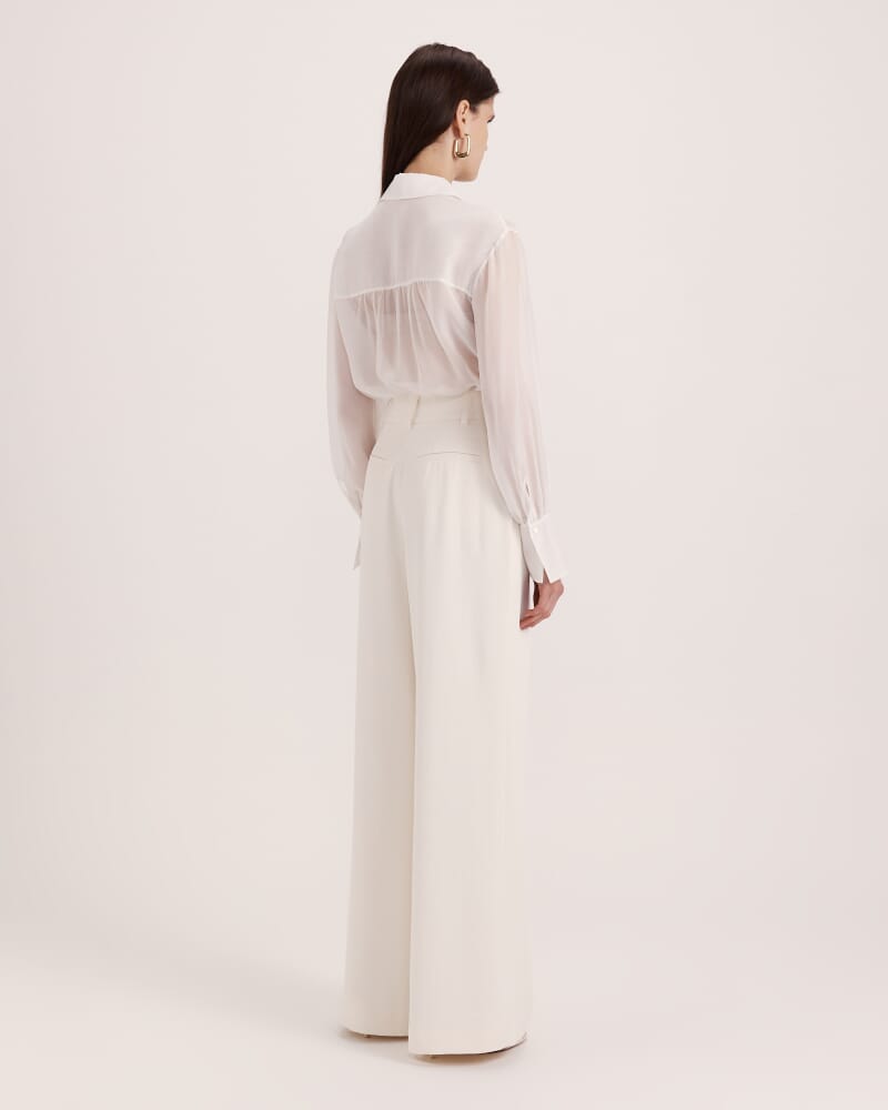 Ash Silk Chiffon Cropped Shirt in OFF WHITE