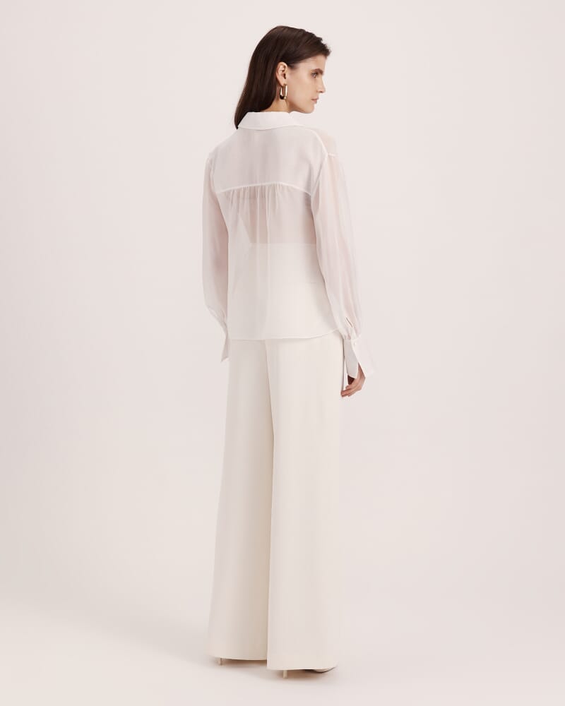 Ash Silk Chiffon Cropped Shirt in OFF WHITE