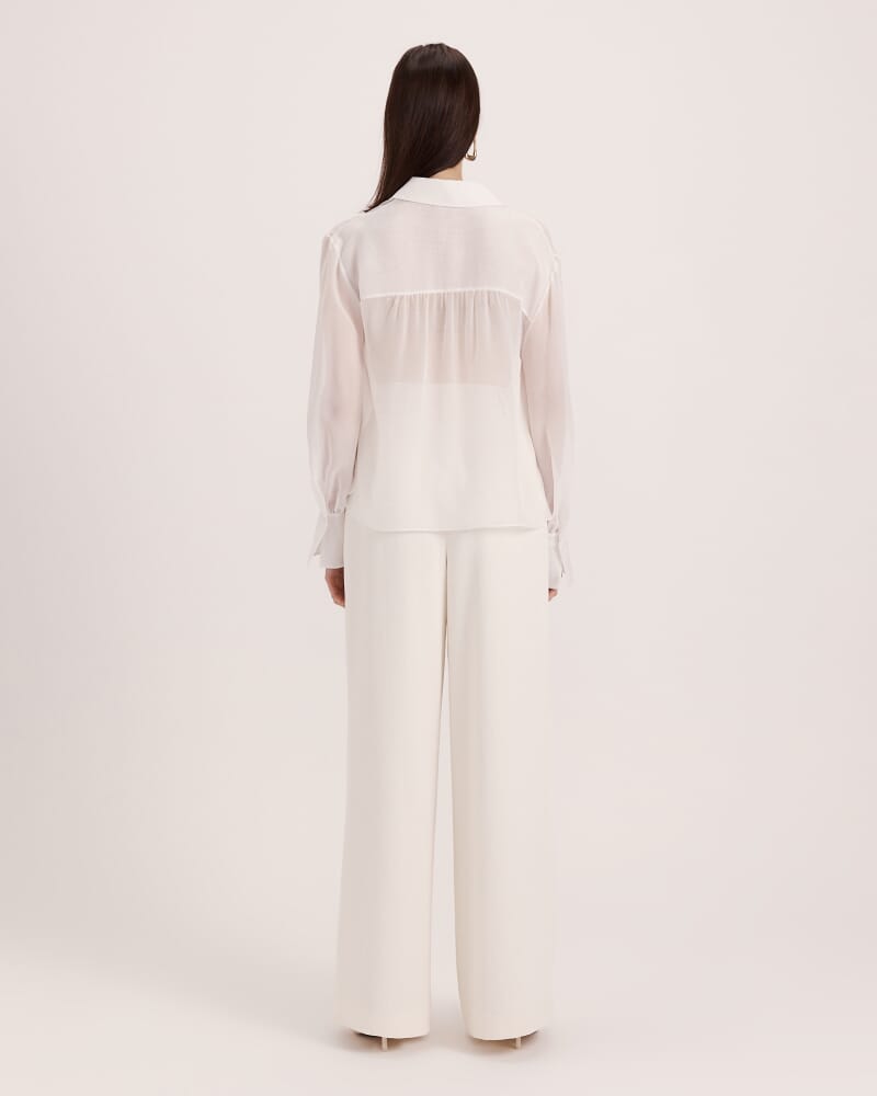 Ash Silk Chiffon Cropped Shirt in OFF WHITE