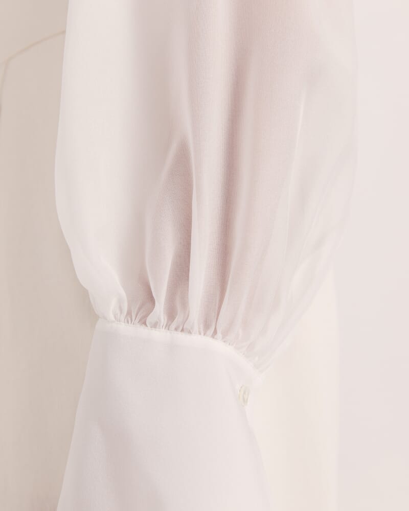 Ash Silk Chiffon Cropped Shirt in OFF WHITE