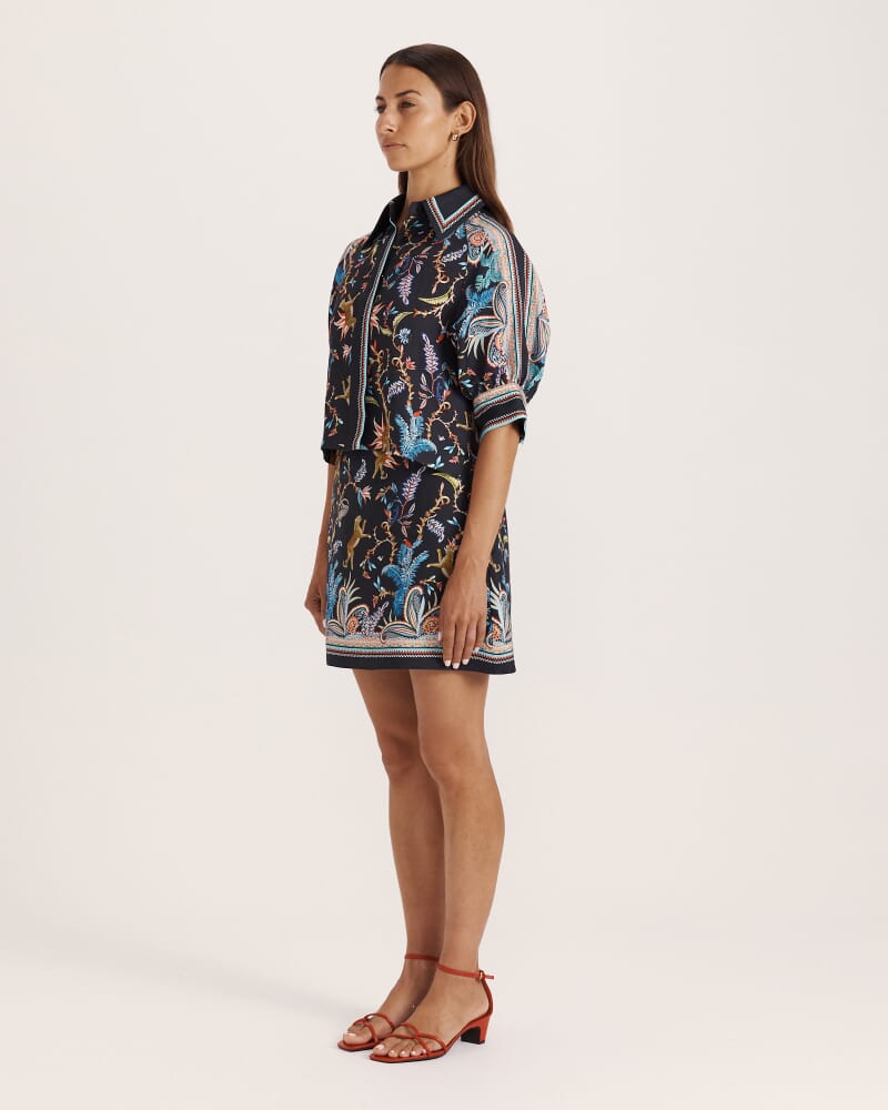 Riviera Puff Sleeve Top in BLACK MULTI