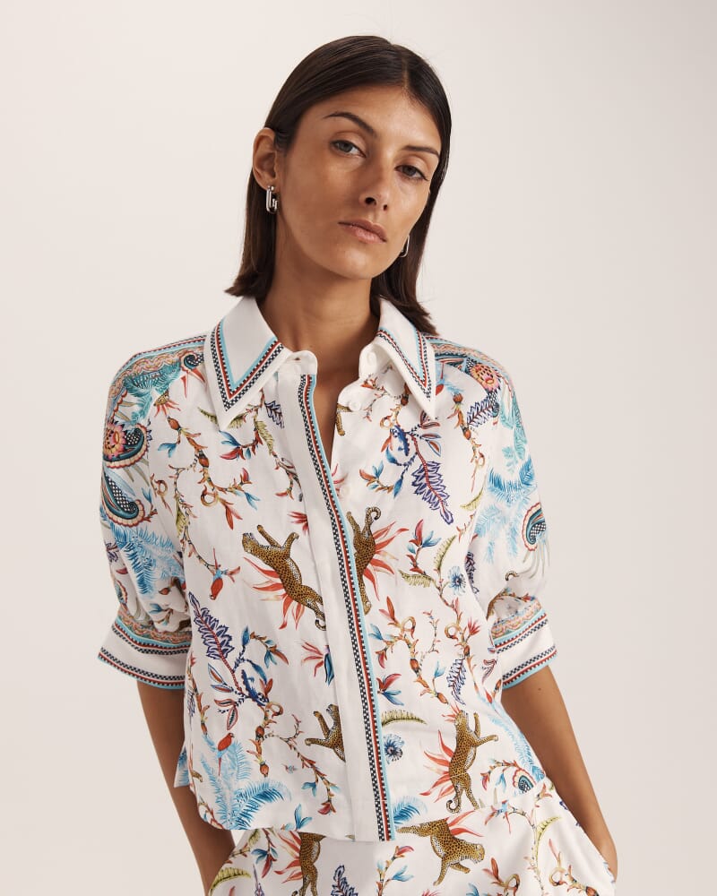 Riviera Puff Sleeve Top in MULTI