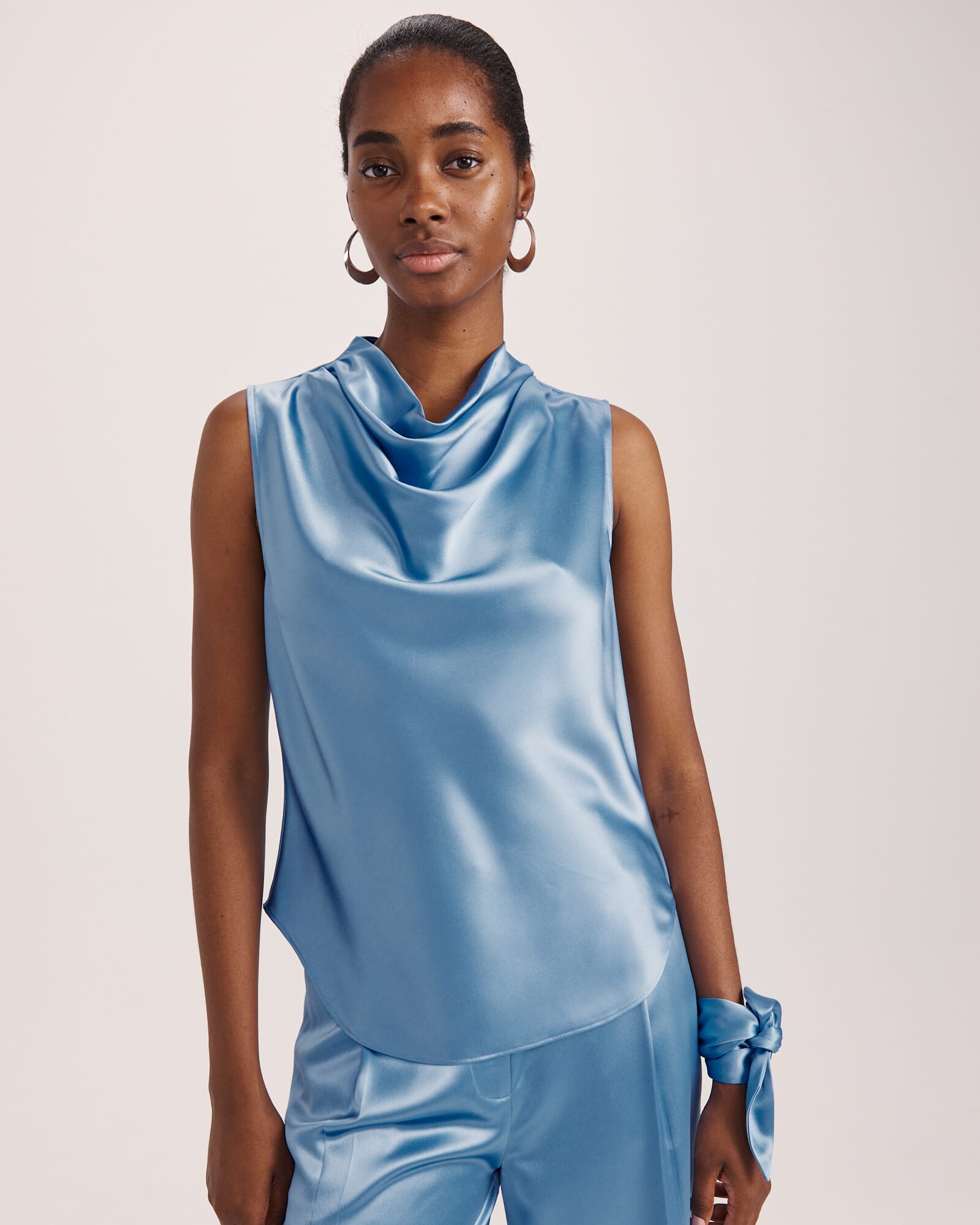 Sallee Satin Cowl Neck Top