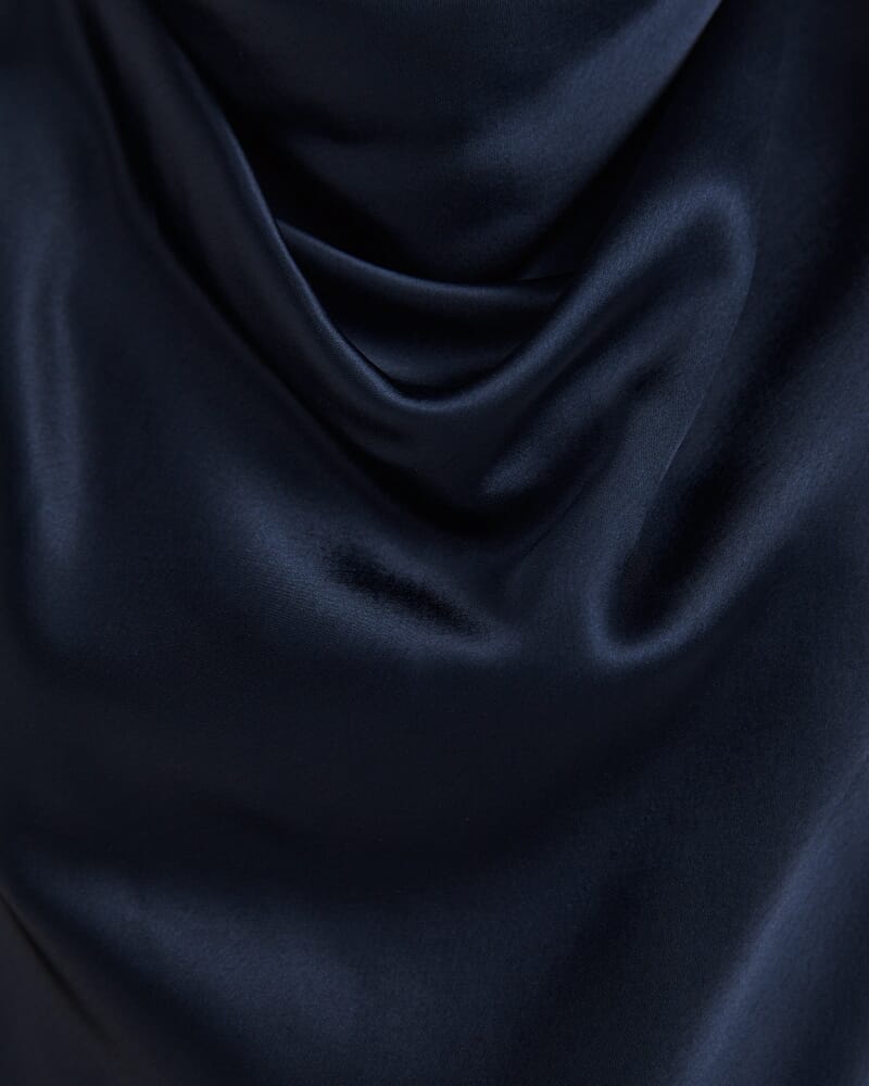 Sallee Satin Cowl Neck Top in MIDNIGHT