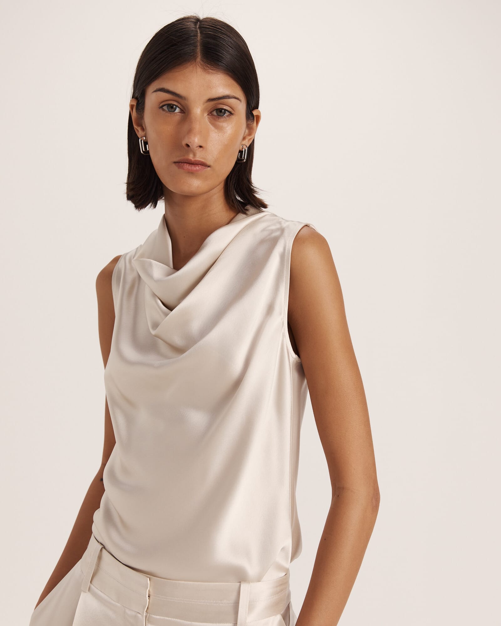 Sallee Satin Cowl Neck Top