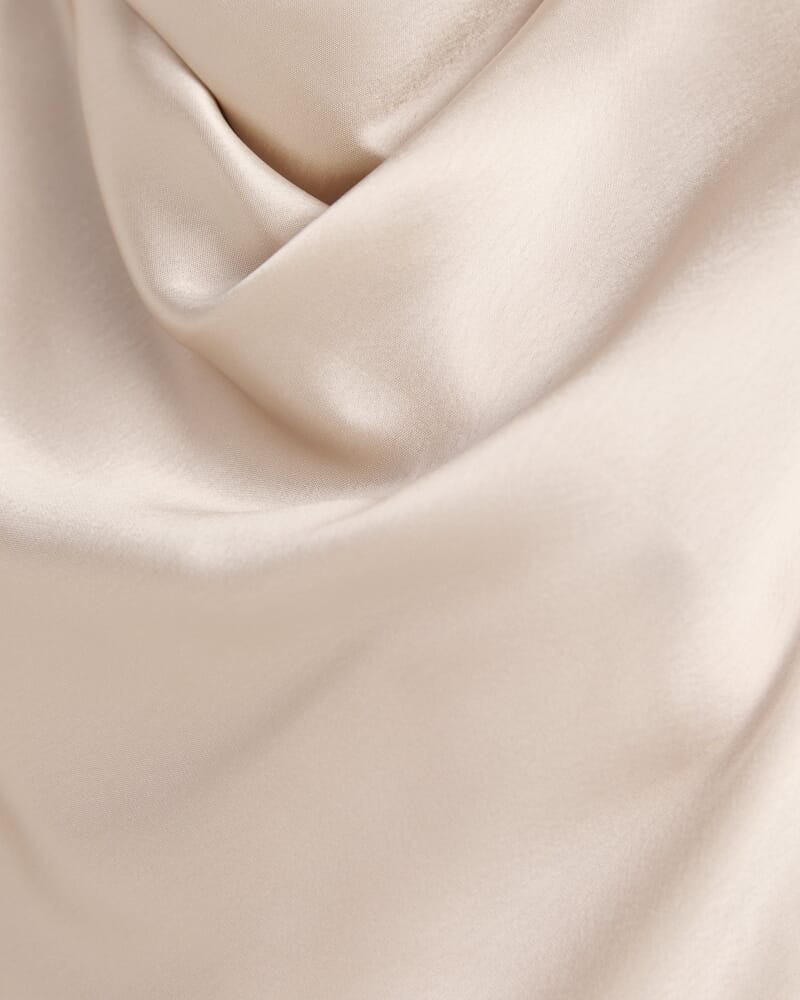 Sallee Satin Cowl Neck Top in OYSTER