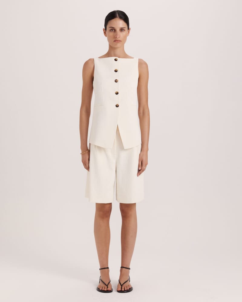 Dharma Cut Away Vest in MILK