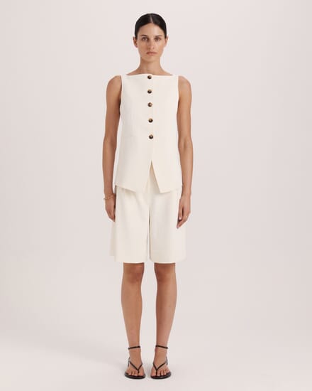 Dharma Cut Away Vest in MILK