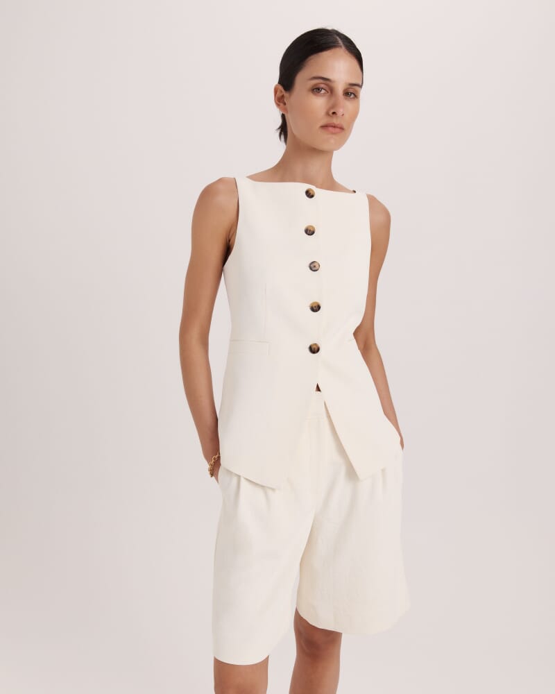 Dharma Cut Away Vest in MILK