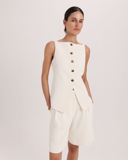 Dharma Cut Away Vest in MILK