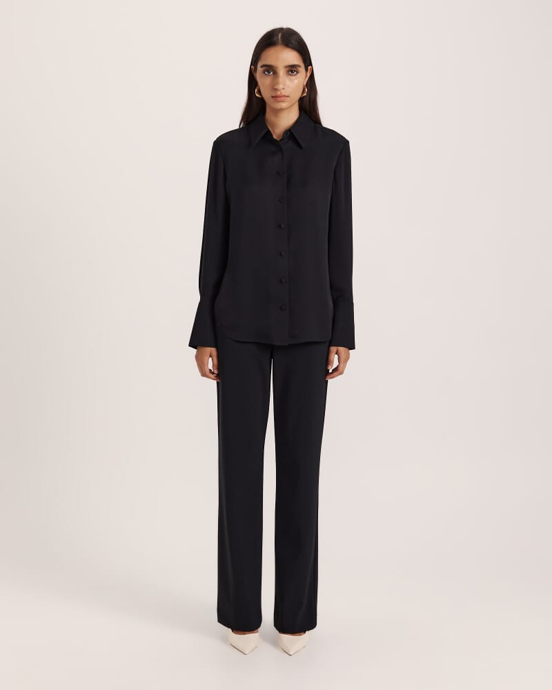 Sam Silk Classic Shirt in BLACK