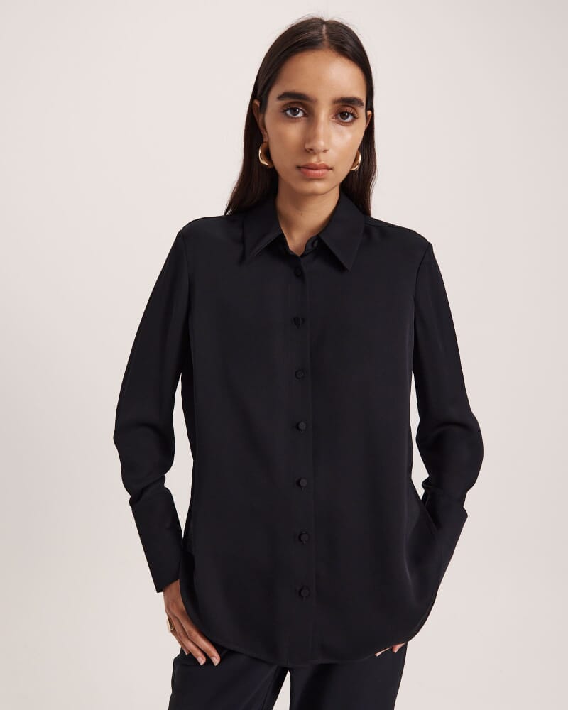Sam Silk Classic Shirt in BLACK