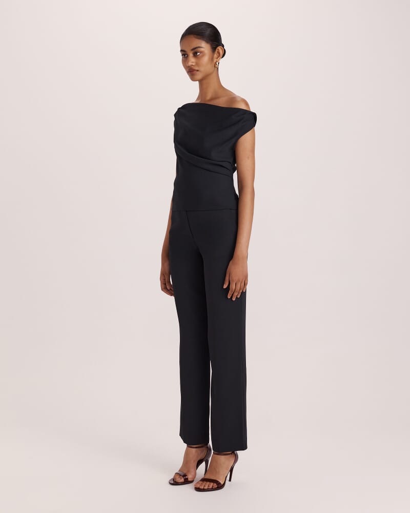 Dharma Off Shoulder Drape Top in BLACK