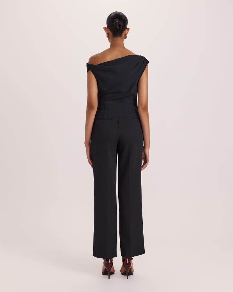 Dharma Off Shoulder Drape Top in BLACK