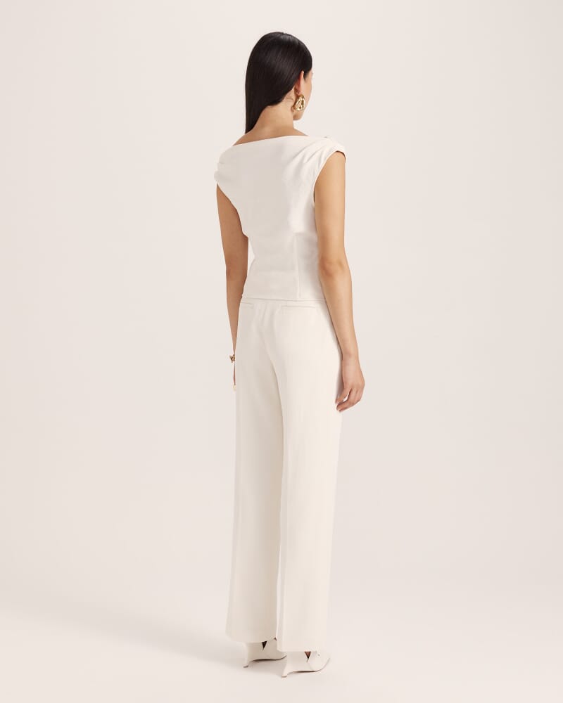 Dharma Off Shoulder Drape Top in MILK