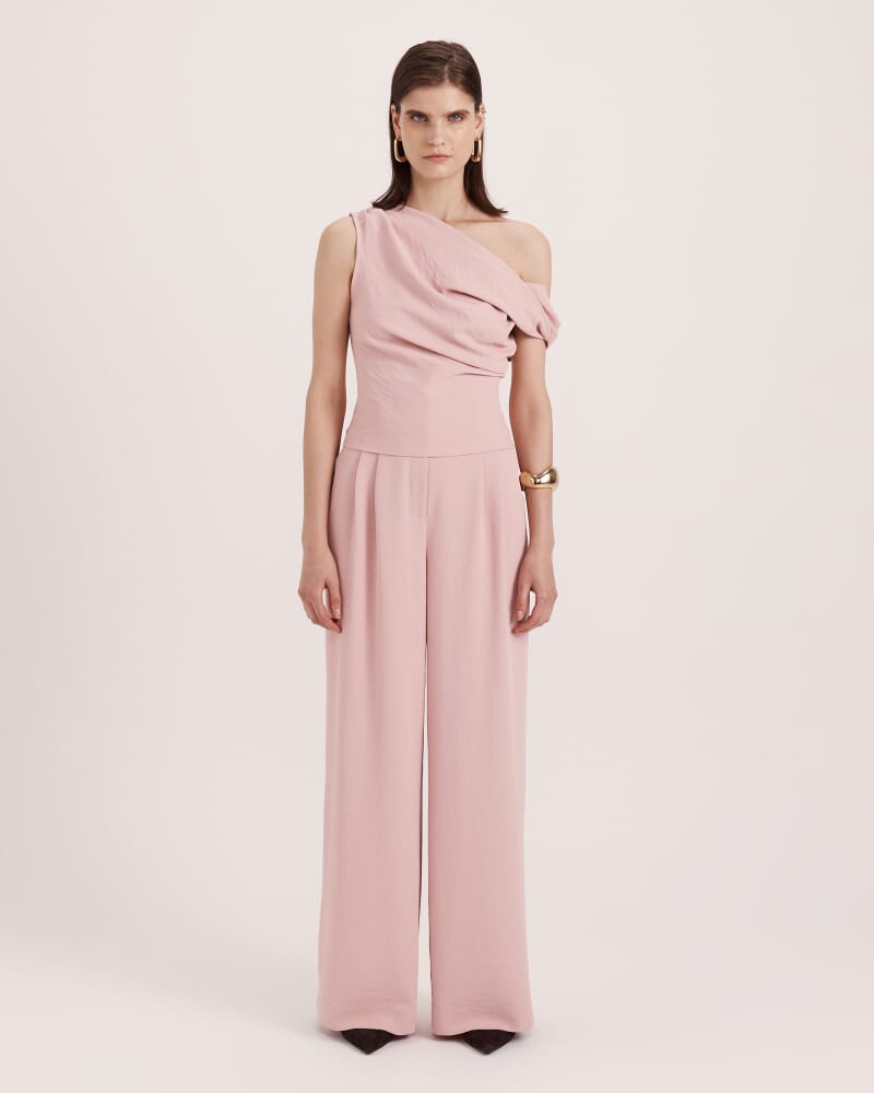 Dharma Off Shoulder Drape Top in ROSE