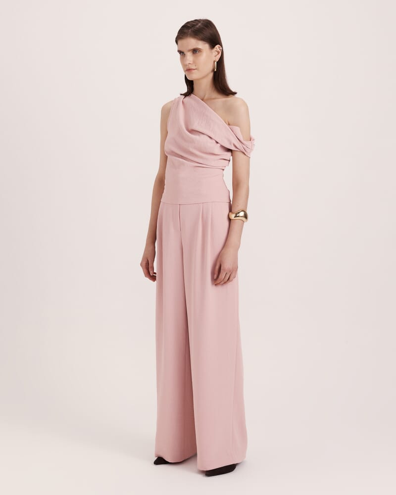 Dharma Off Shoulder Drape Top in ROSE