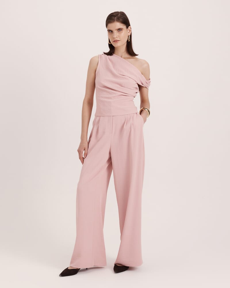 Dharma Off Shoulder Drape Top in ROSE