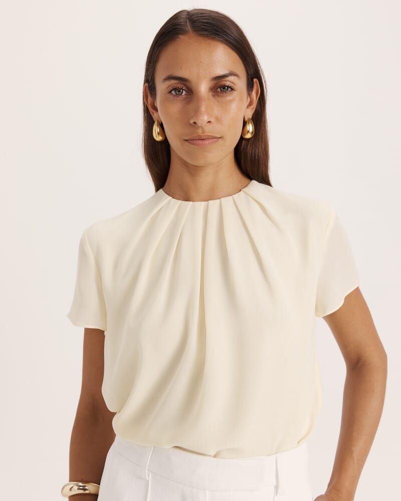 Willa Tuck Detail Short Sleeve Top in LEMON