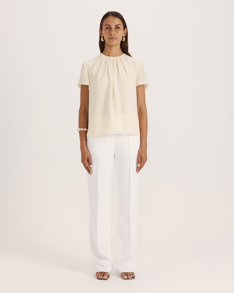 Willa Tuck Detail Short Sleeve Top in LEMON