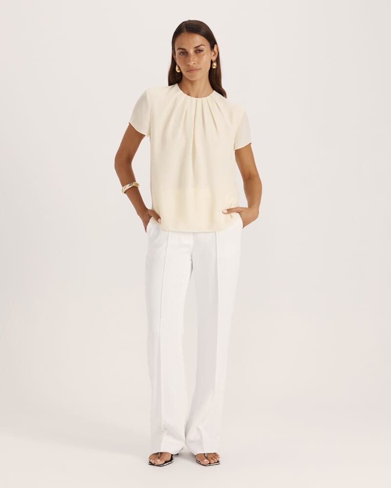 Willa Tuck Detail Short Sleeve Top in LEMON