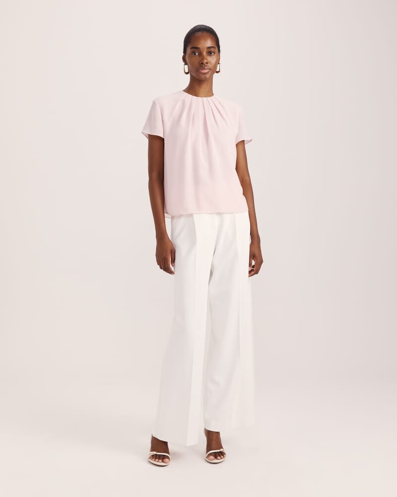 Willa Tuck Detail Short Sleeve Top in PALE PINK