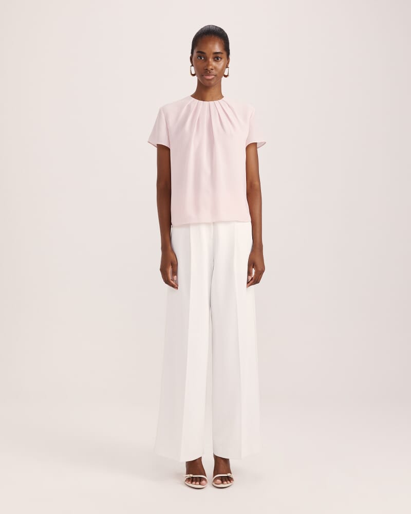 Willa Tuck Detail Short Sleeve Top in PALE PINK