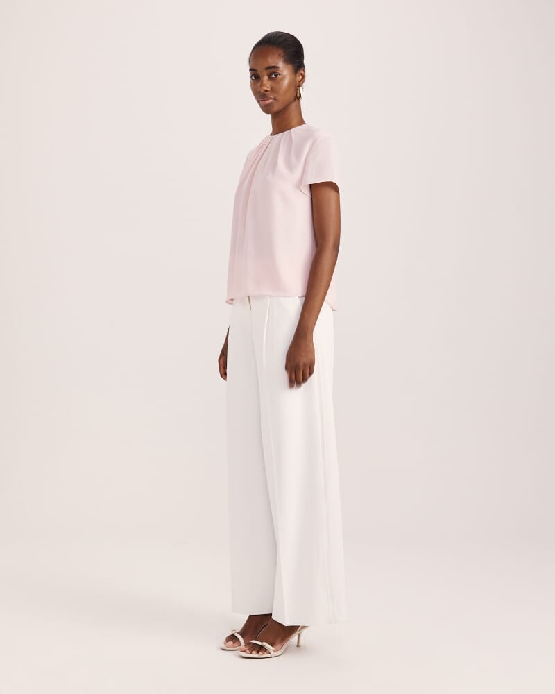 Willa Tuck Detail Short Sleeve Top in PALE PINK