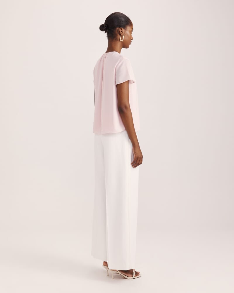 Willa Tuck Detail Short Sleeve Top in PALE PINK