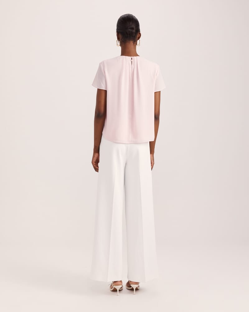 Willa Tuck Detail Short Sleeve Top in PALE PINK