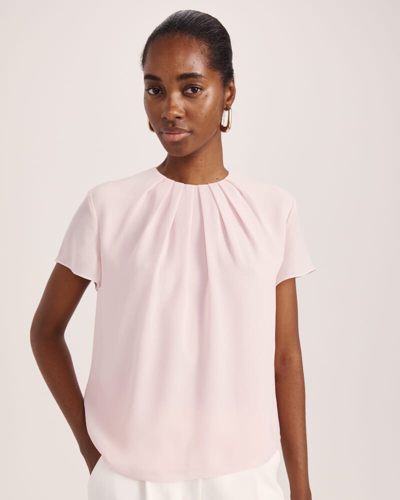 Willa Tuck Detail Short Sleeve Top in PALE PINK