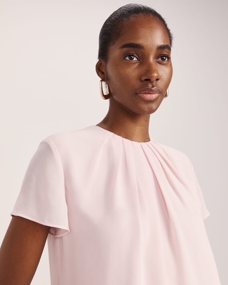 Willa Tuck Detail Short Sleeve Top in PALE PINK