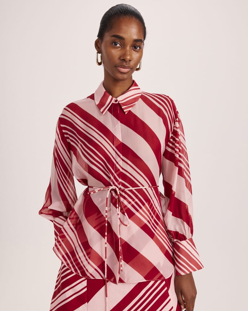 La Belle Silk Long Sleeve Blouse in MULTI