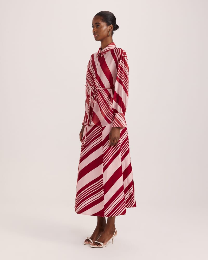 La Belle Silk Long Sleeve Blouse in MULTI