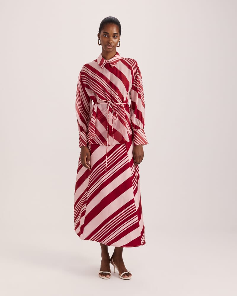 La Belle Silk Long Sleeve Blouse in MULTI