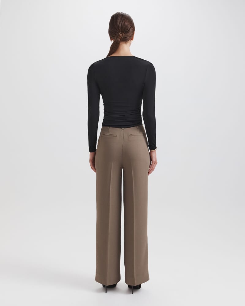 Serafina Wrap Long Sleeve Top in BLACK