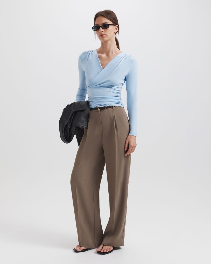 Serafina Wrap Long Sleeve Top in WISTERIA