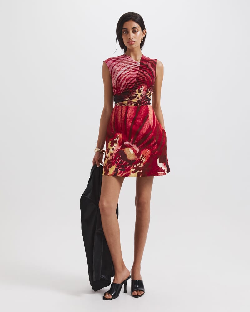 Cymbelle Rouched Mesh Top in MULTI