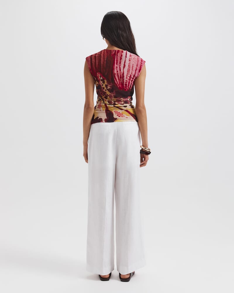 Cymbelle Rouched Mesh Top in MULTI