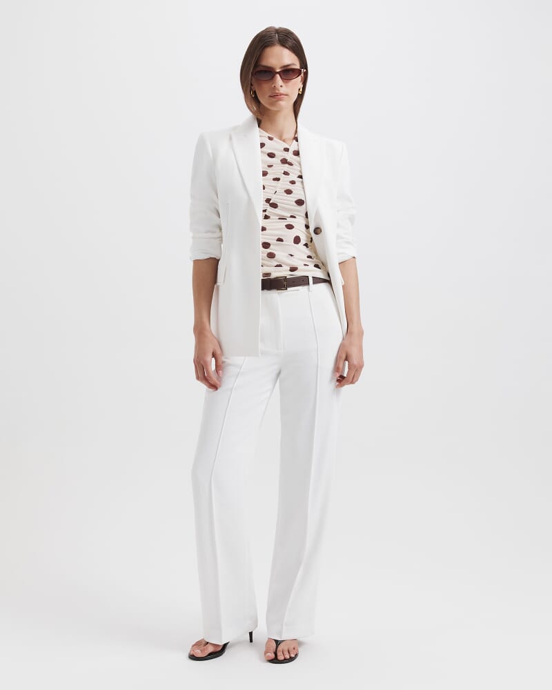 Dolcetto Rouched Mesh Top in WHITE/MULTI