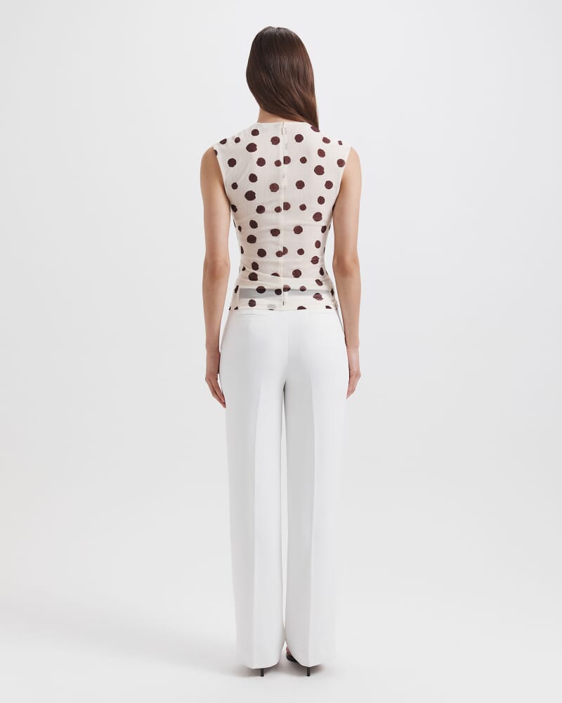 Dolcetto Rouched Mesh Top in WHITE/MULTI