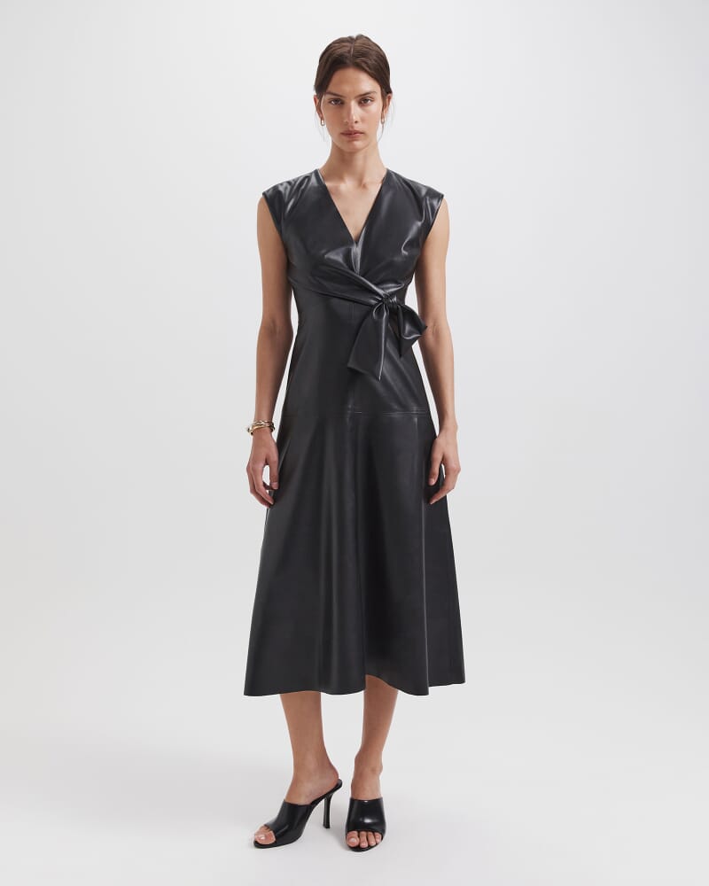 Mimi Faux Leather Dress in BLACK