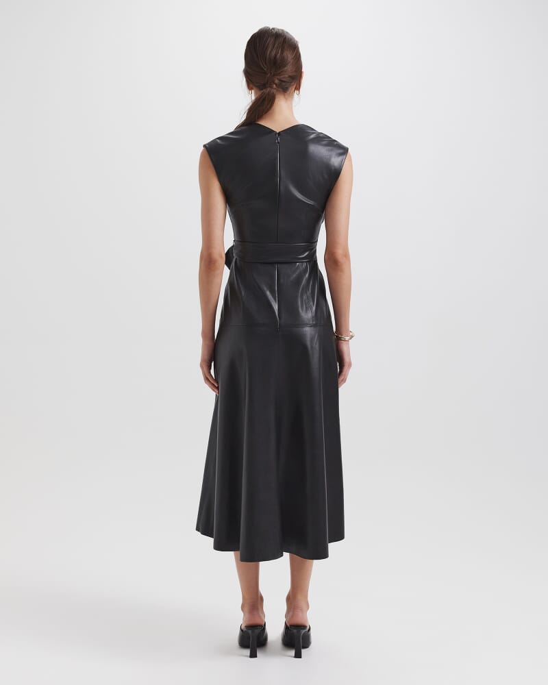 Mimi Faux Leather Dress in BLACK