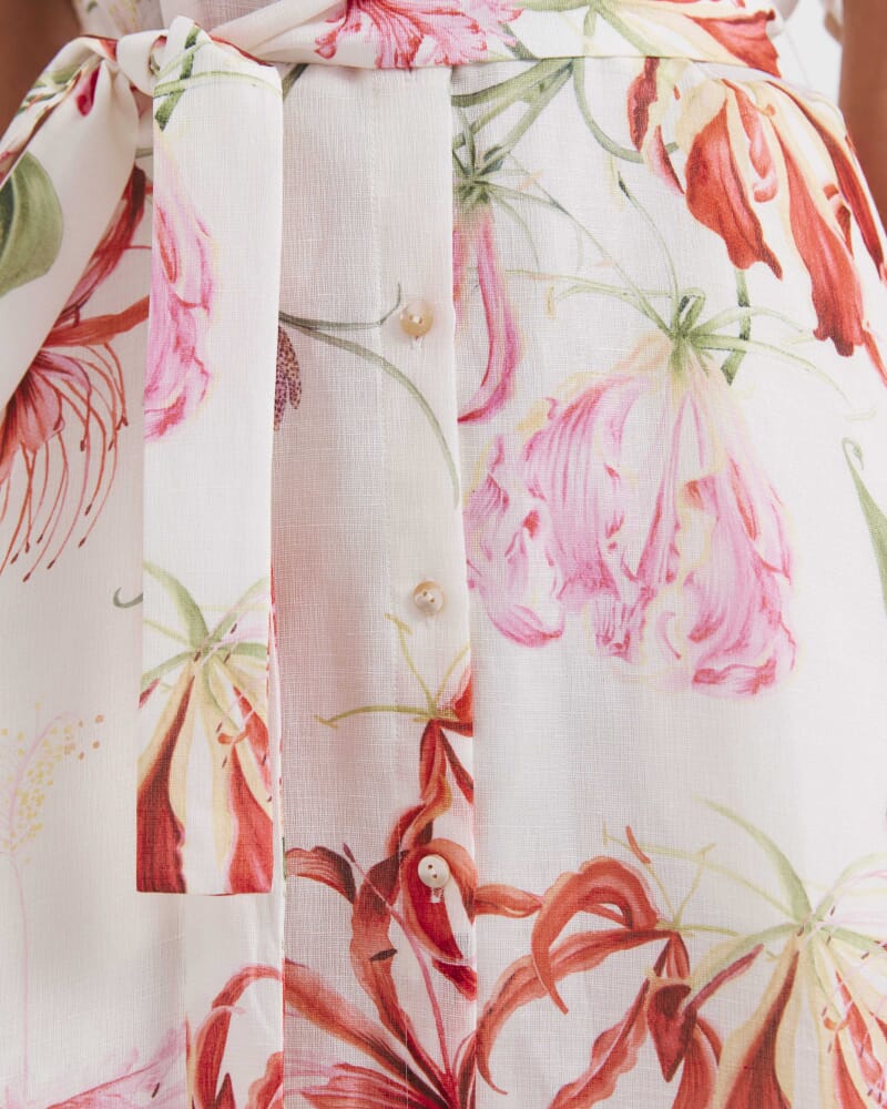 Mariposa Silk Linen Midi Dress in MULTI