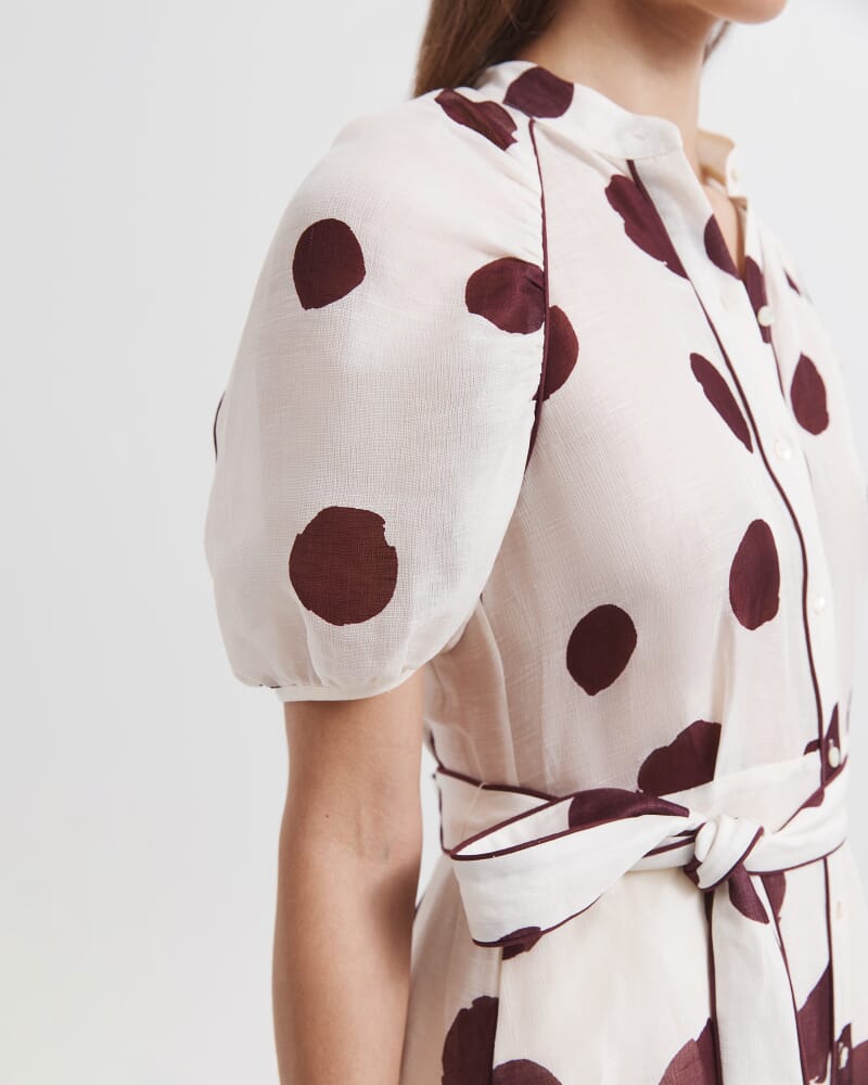 Dolcetto Silk Linen Midi Dress in WHITE/MULTI