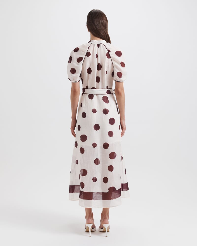Dolcetto Silk Linen Midi Dress in WHITE/MULTI