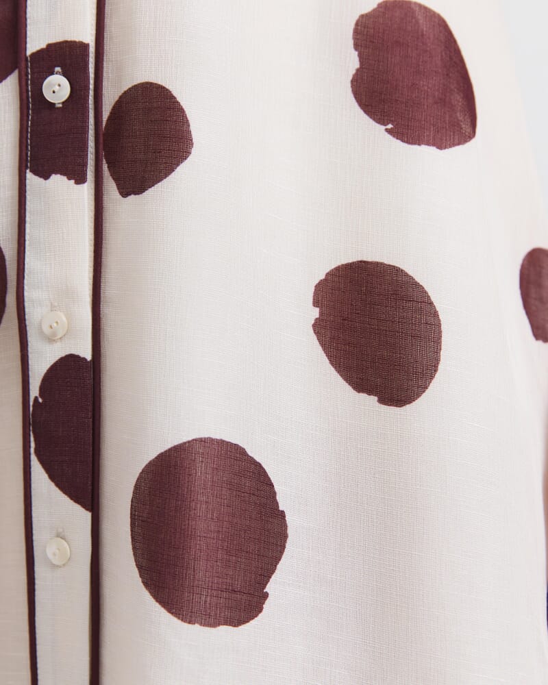 Dolcetto Silk Linen Midi Dress in WHITE/MULTI