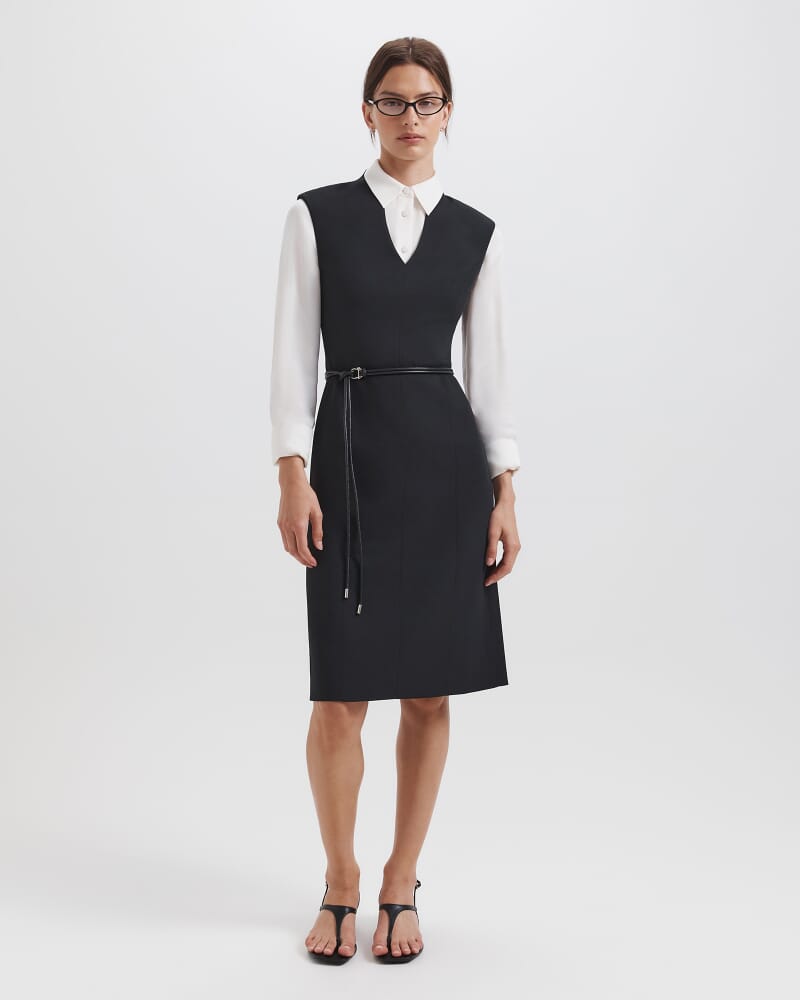 Dharma V Neck Midi Dress in BLACK