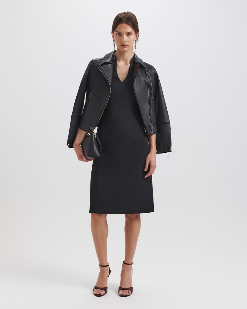 Dharma V Neck Midi Dress in BLACK